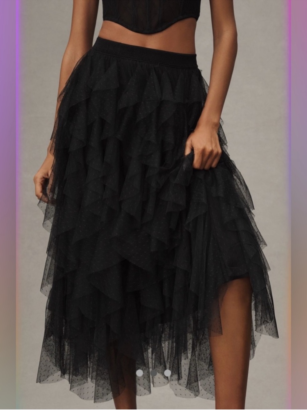 *Anthropologie The Cheri Ruffled Tulle Midi Skirt - Picture 3 of 3